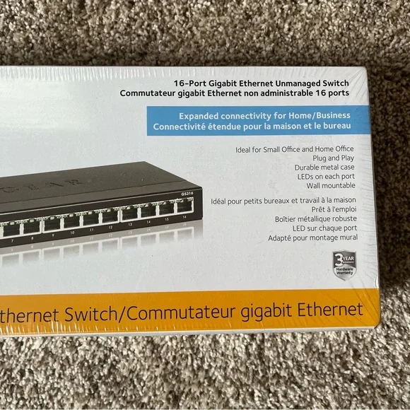 Netgear 16-Port Gigabit Ethernet Unmanaged Switch Model No. GS316 - Picture 3 of 6